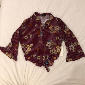 Soft and draped floral button down